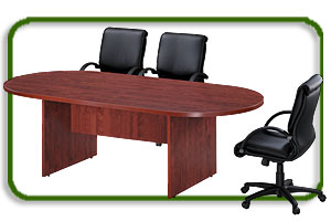 racetrack conference table and conference room chairs