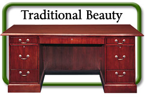 traditional wood desk and credenza with hutch